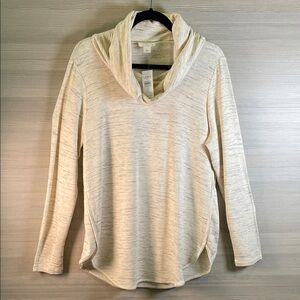 LOFT Outlet NEW! Funnel Cowl Neck Heathered Cream Pullover | Large